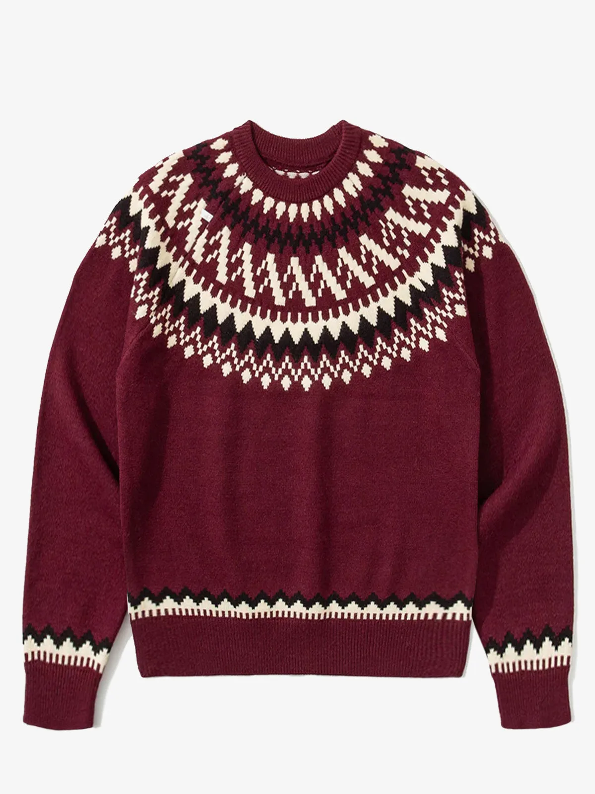 Fair Isle Pattern Crew Neck Knitted Sweater