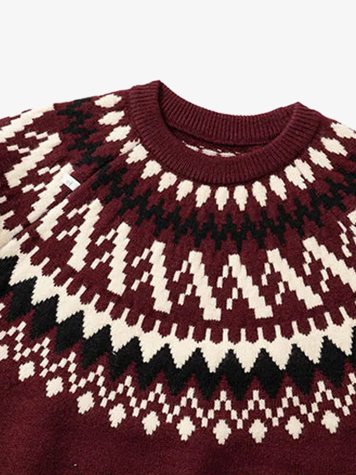Fair Isle Pattern Crew Neck Knitted Sweater