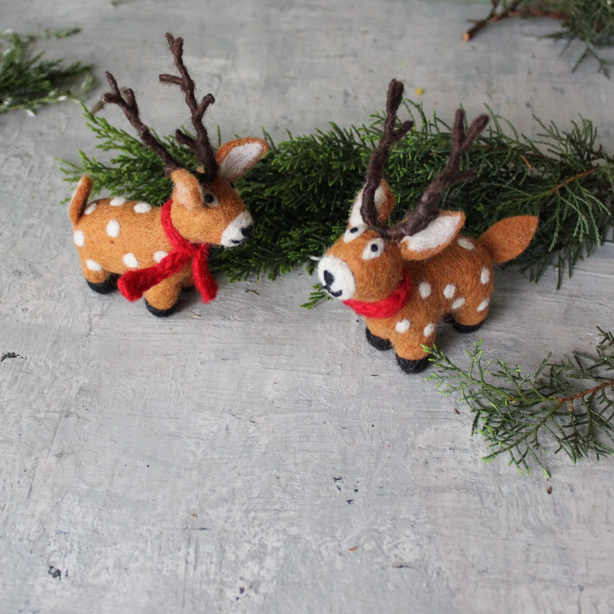 Felt Reindeer with Red Scarf