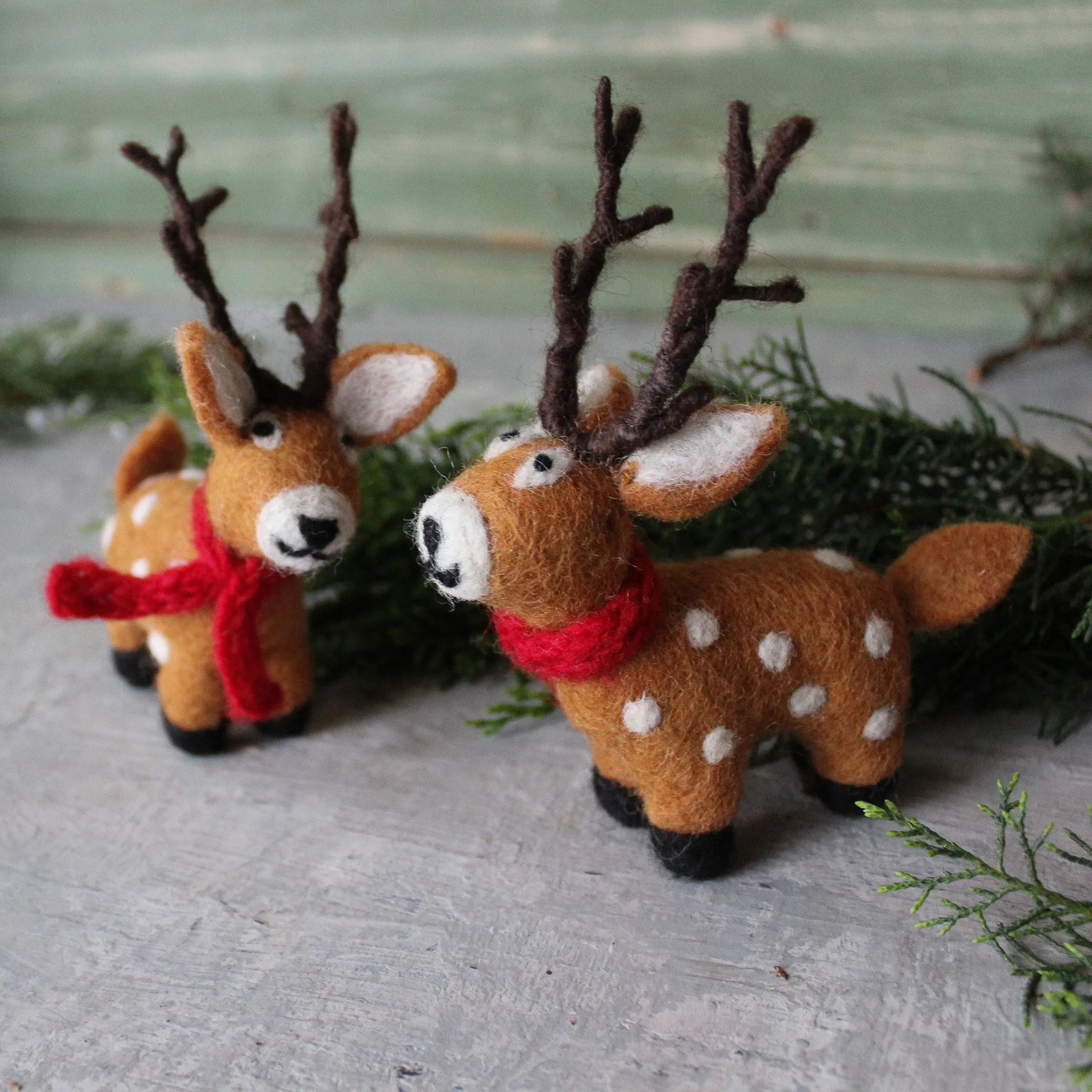 Felt Reindeer with Red Scarf