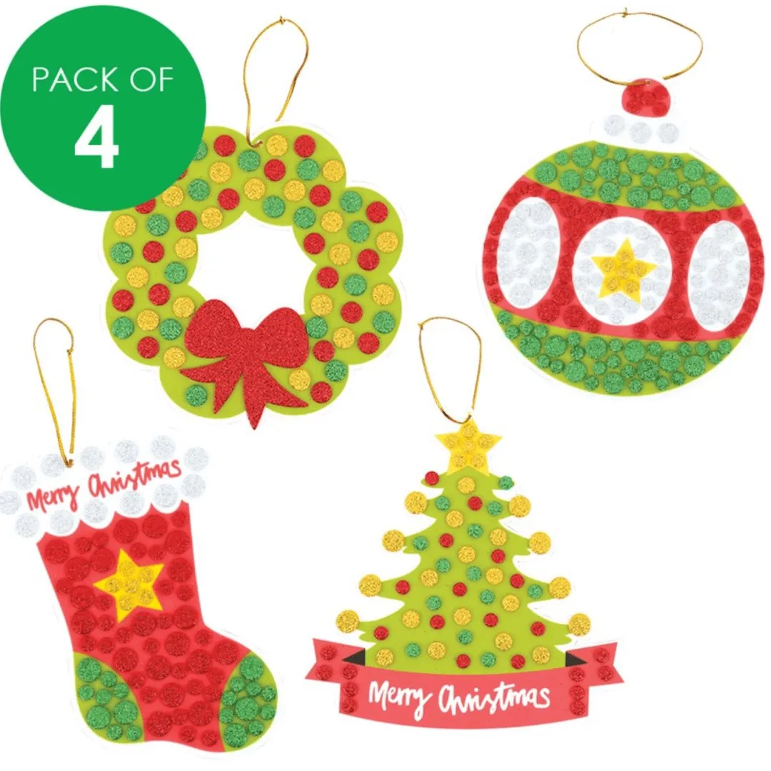 Foam Mosaic Christmas Ornaments Multi Pack - Pack of 4