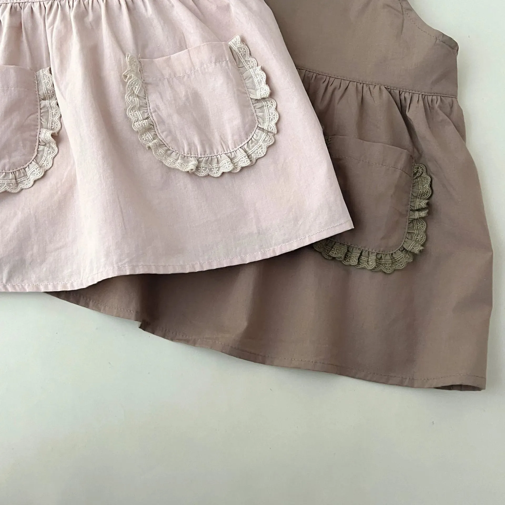 Girls Solid Suspenders Dress