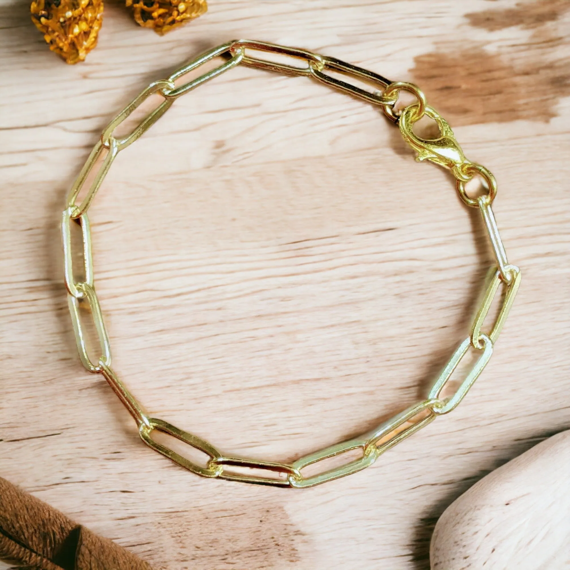 Gold Paperclip Chain Bracelet