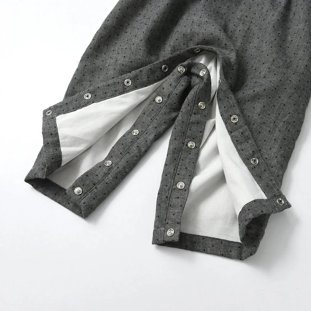 Grey Polkadot Smart Suspender Set for Boys