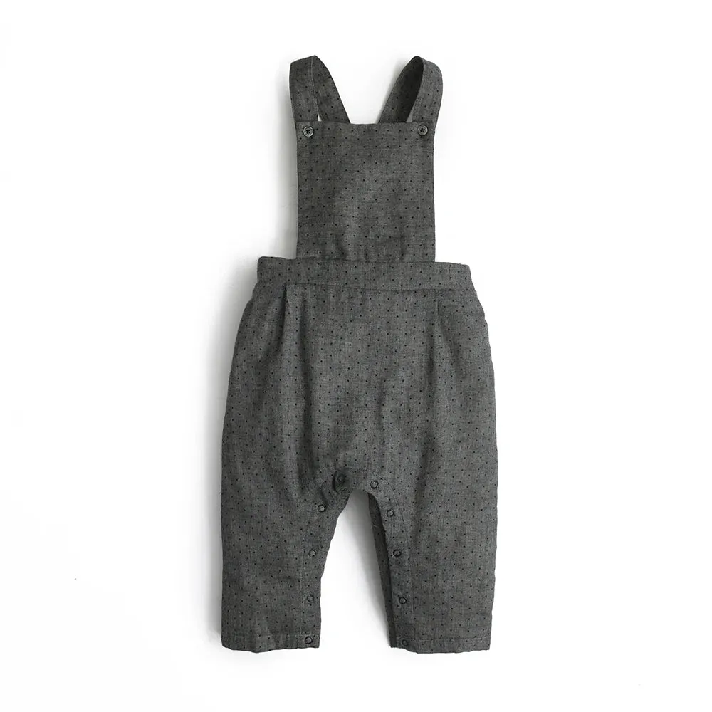 Grey Polkadot Smart Suspender Set for Boys