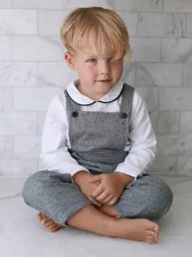 Grey Polkadot Smart Suspender Set for Boys