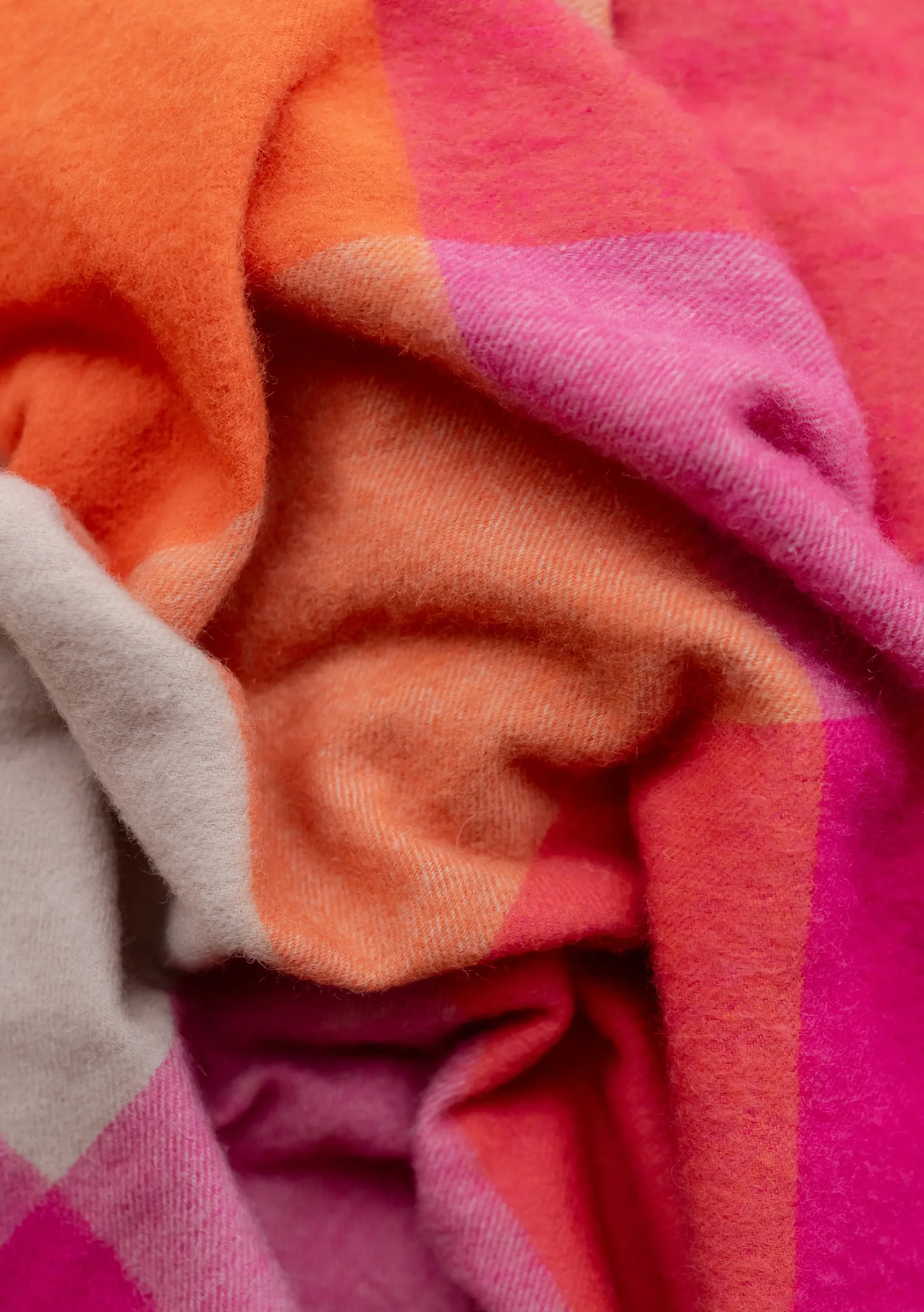 Lambswool Oversized Scarf in Pink Square Check