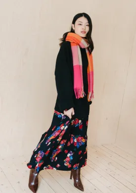Lambswool Oversized Scarf in Pink Square Check