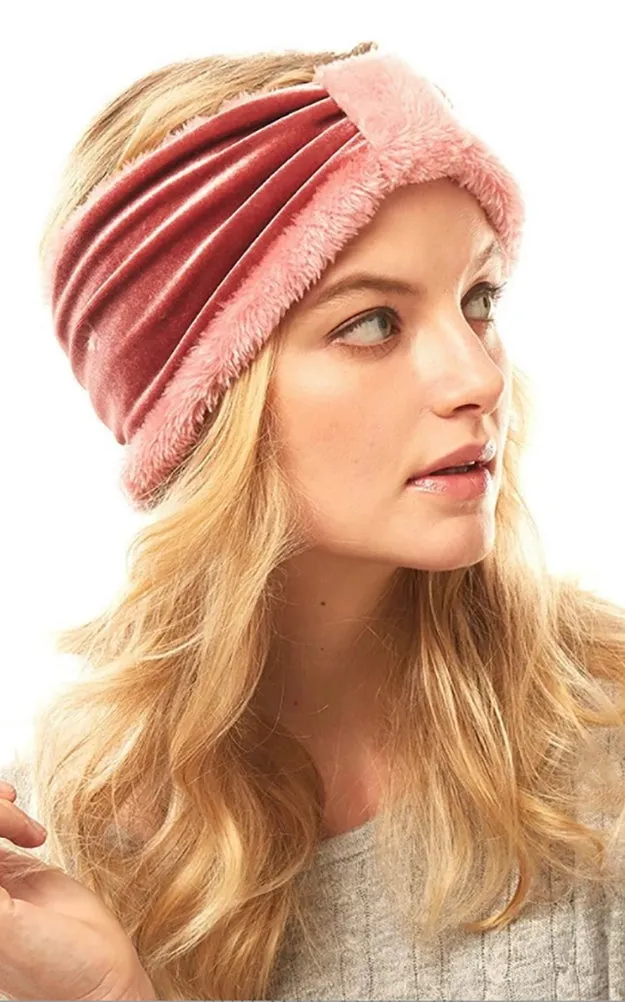 LHB014 Velvet Knotted Solid Fur Headband