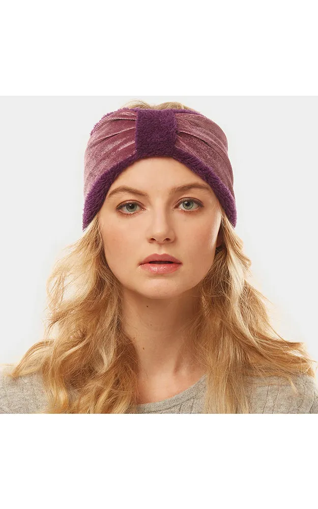 LHB014 Velvet Knotted Solid Fur Headband