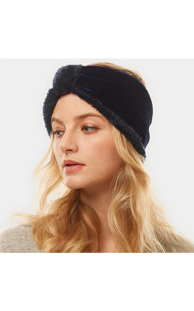 LHB014 Velvet Knotted Solid Fur Headband