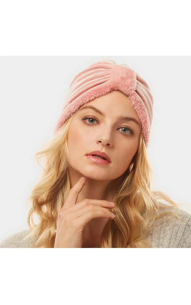 LHB014 Velvet Knotted Solid Fur Headband