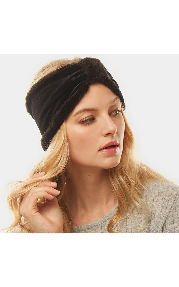 LHB014 Velvet Knotted Solid Fur Headband