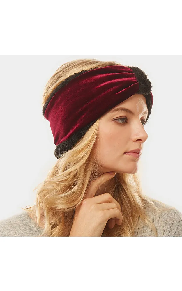 LHB014 Velvet Knotted Solid Fur Headband