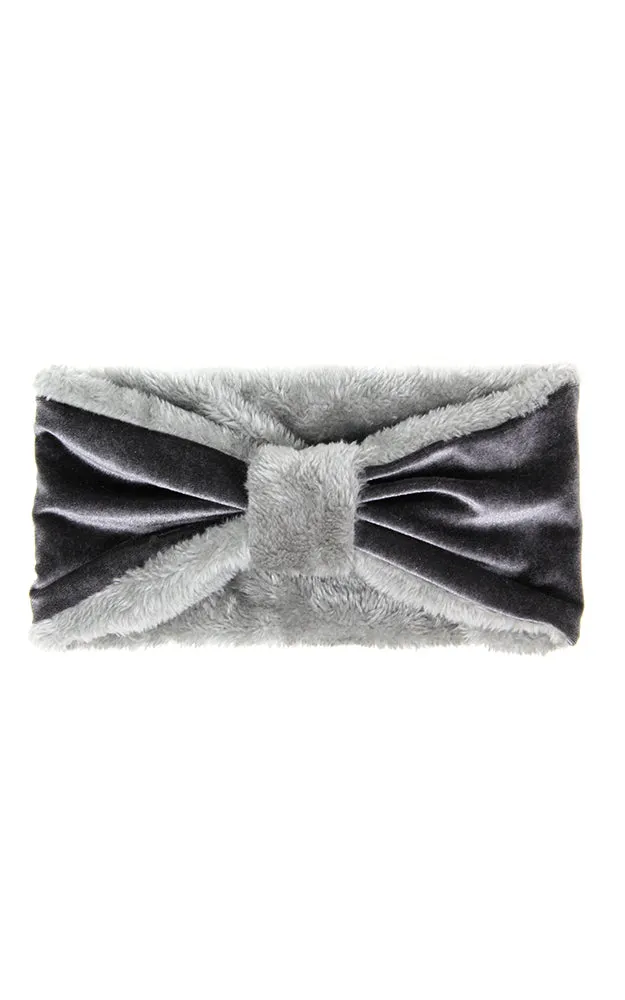 LHB014 Velvet Knotted Solid Fur Headband