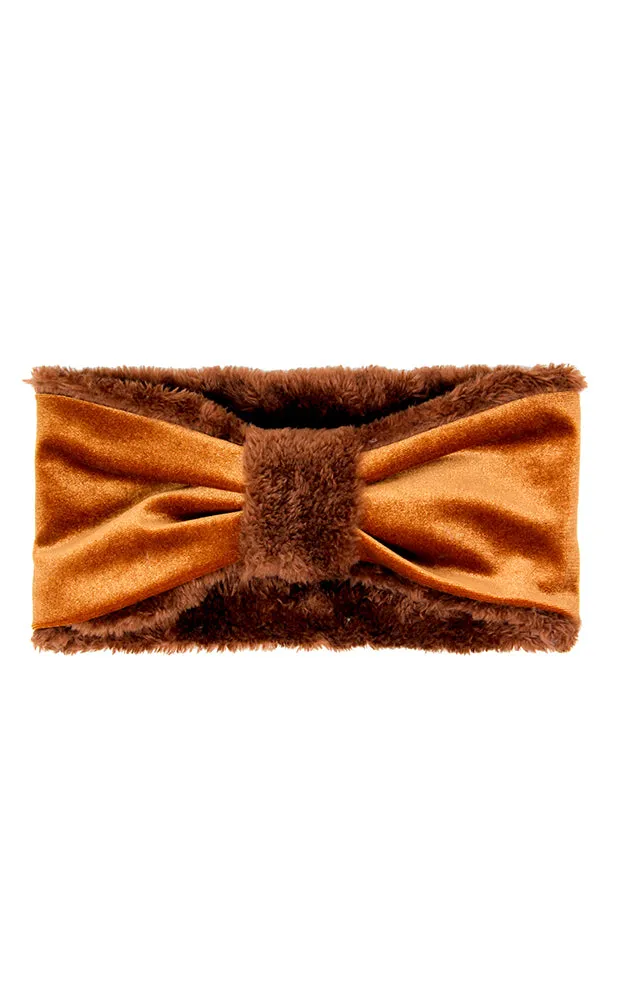 LHB014 Velvet Knotted Solid Fur Headband