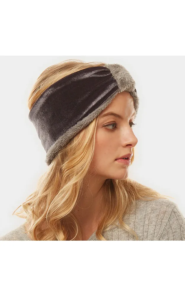 LHB014 Velvet Knotted Solid Fur Headband
