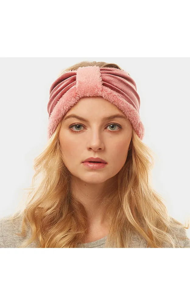 LHB014 Velvet Knotted Solid Fur Headband