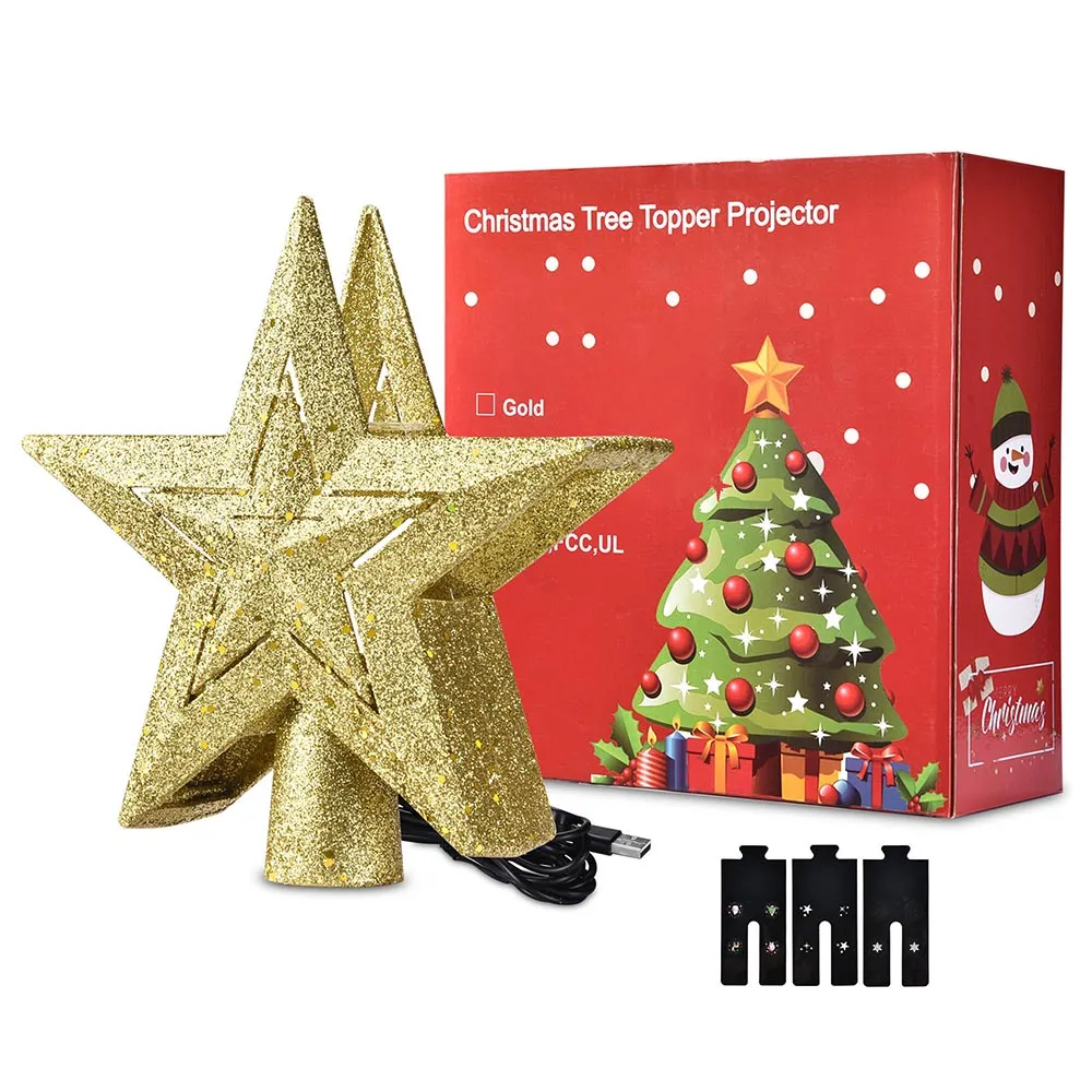 Lighted Tree Topper Projector (Star Snowflake Options)