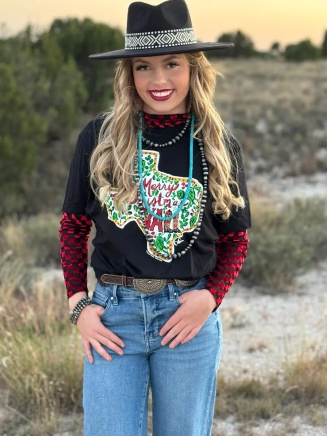 Mariah Black & Red Velvet Mesh Top