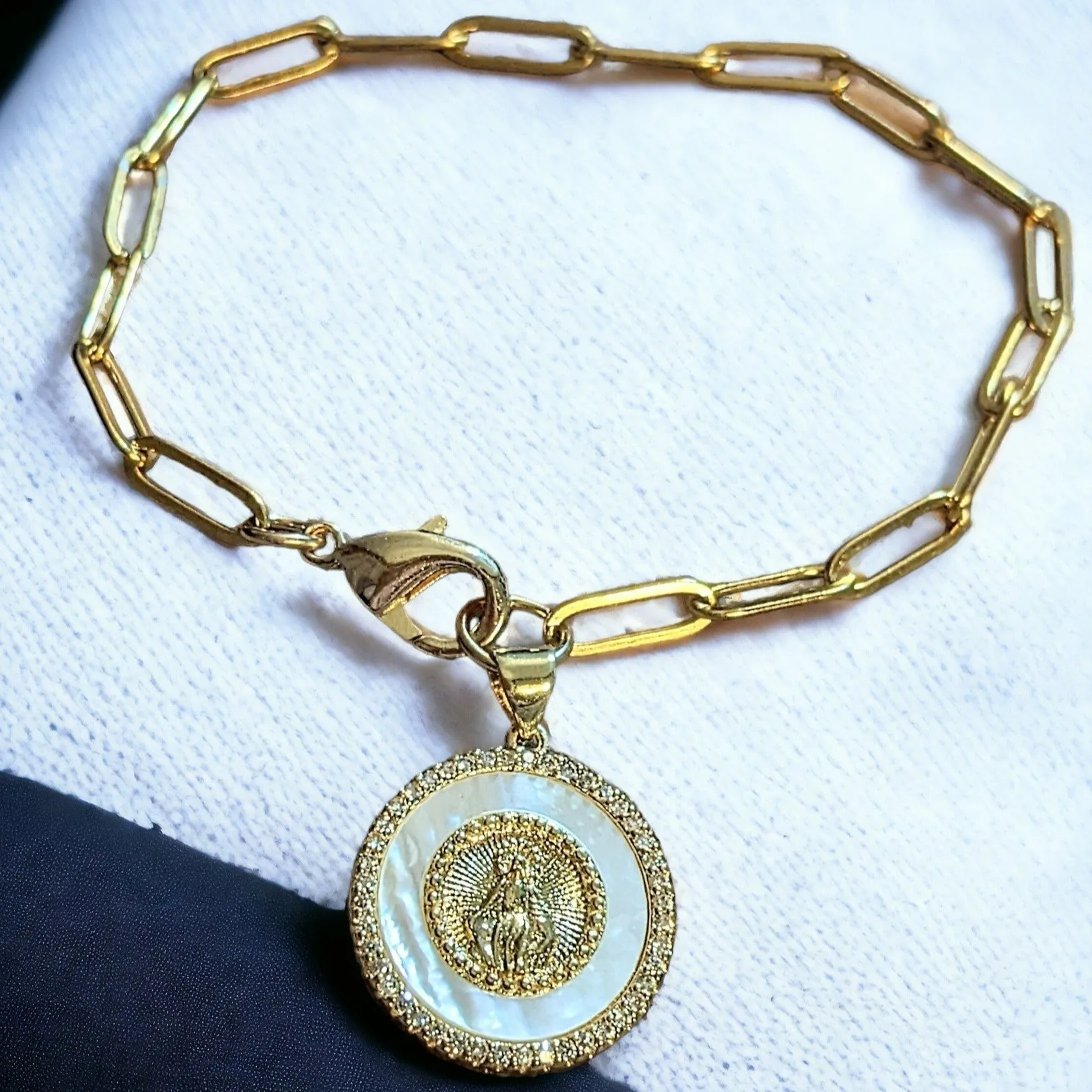 Mother Mary Paperclip Chain Bracelet