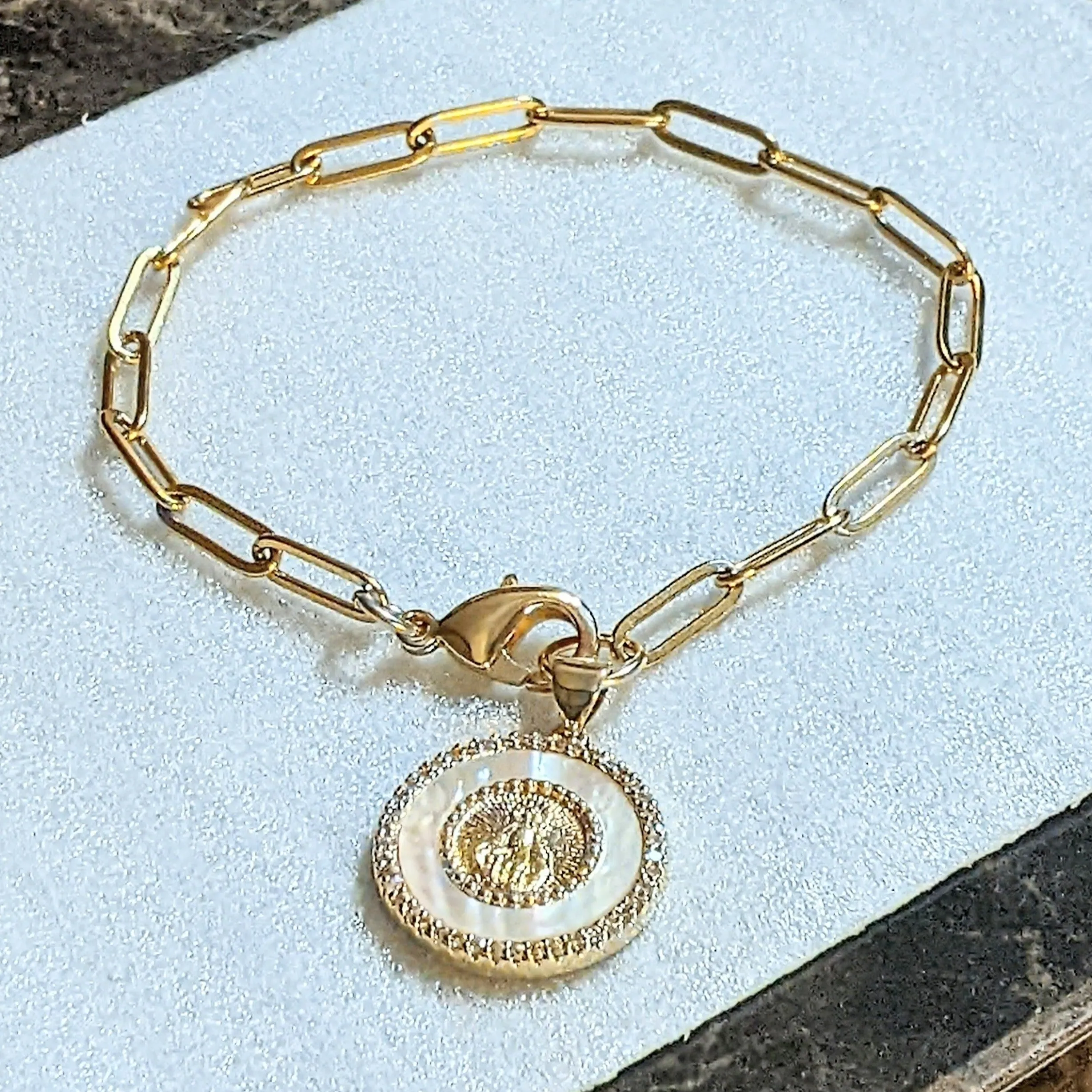 Mother Mary Paperclip Chain Bracelet