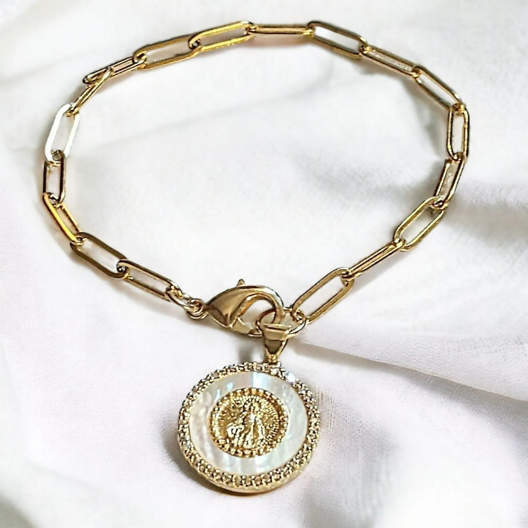 Mother Mary Paperclip Chain Bracelet