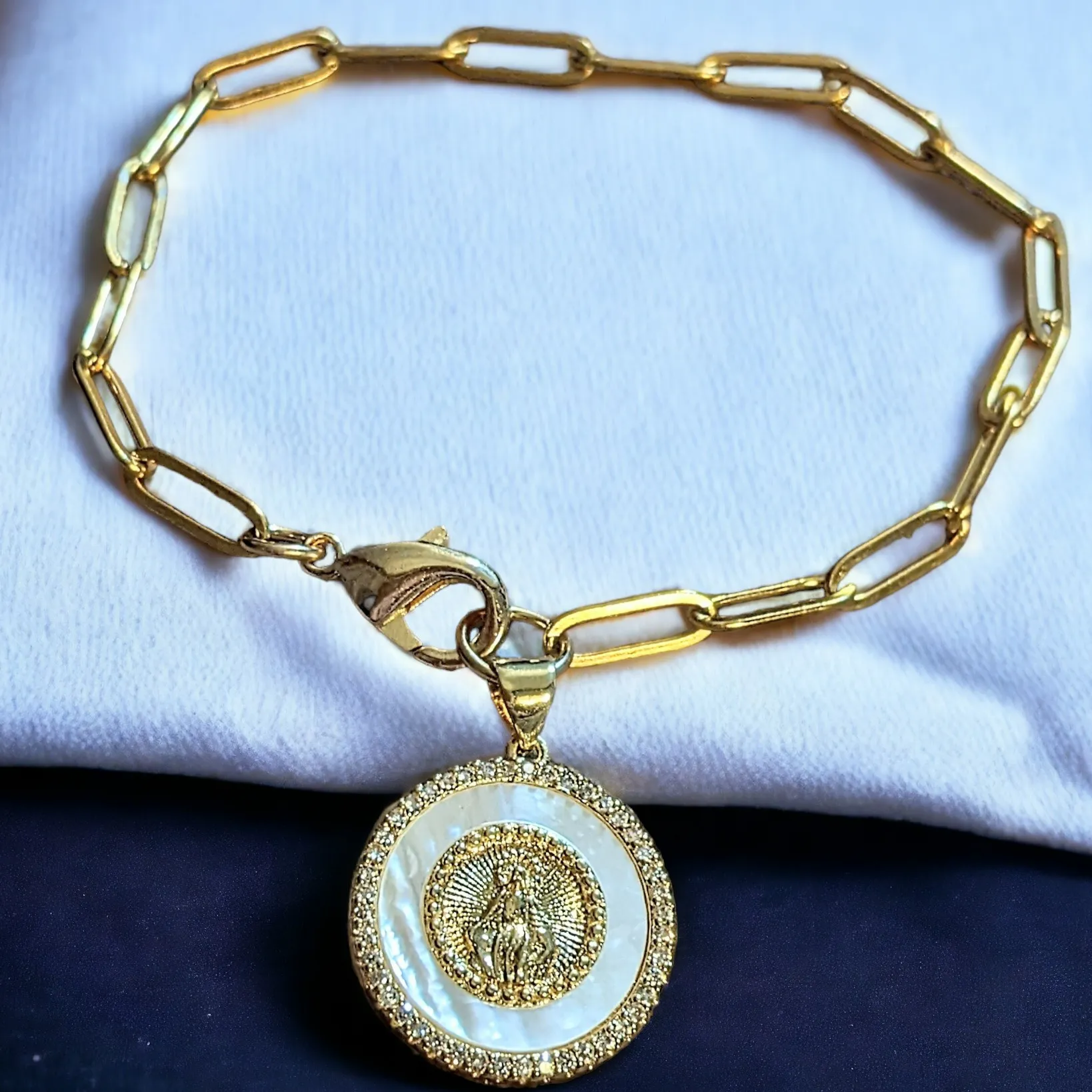 Mother Mary Paperclip Chain Bracelet