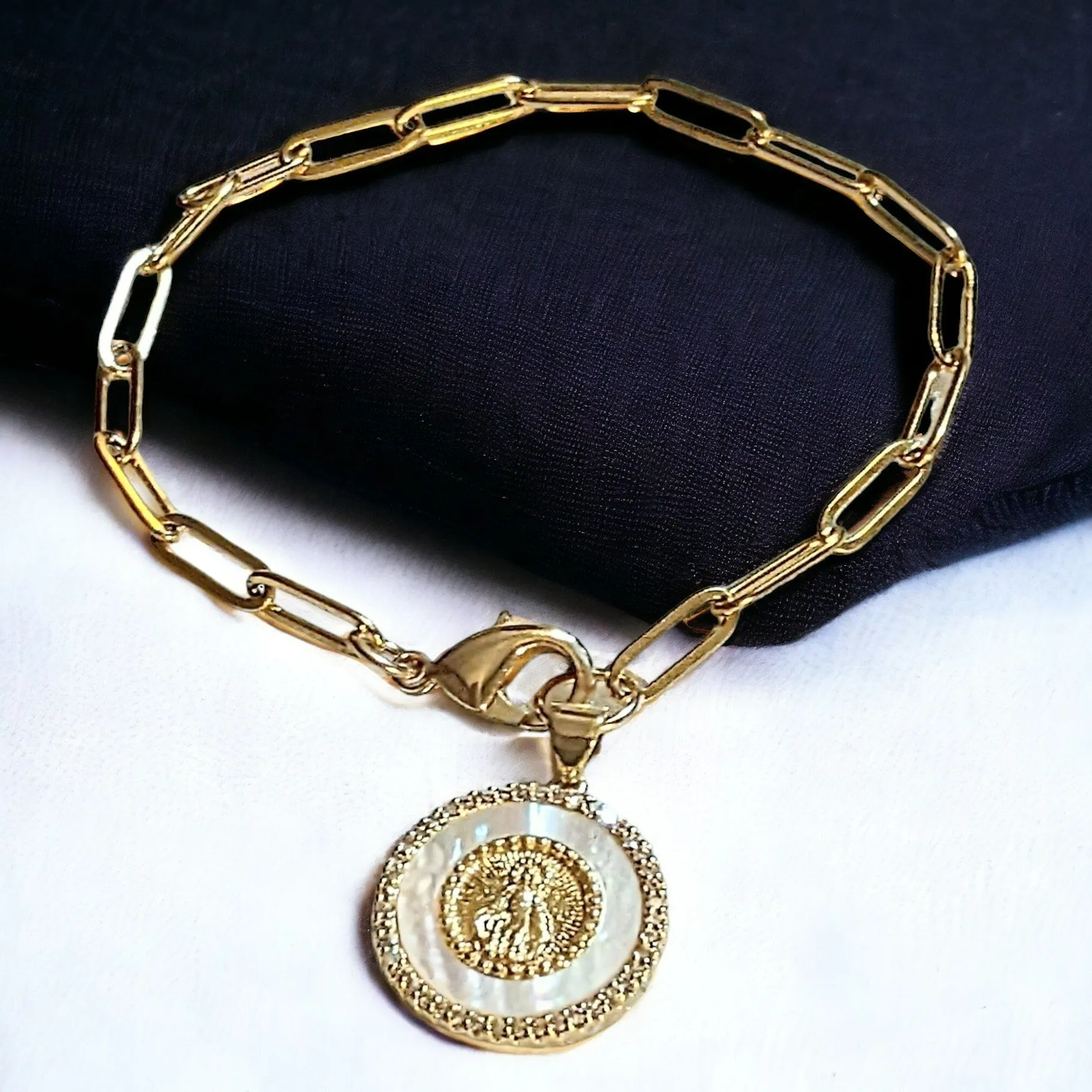 Mother Mary Paperclip Chain Bracelet