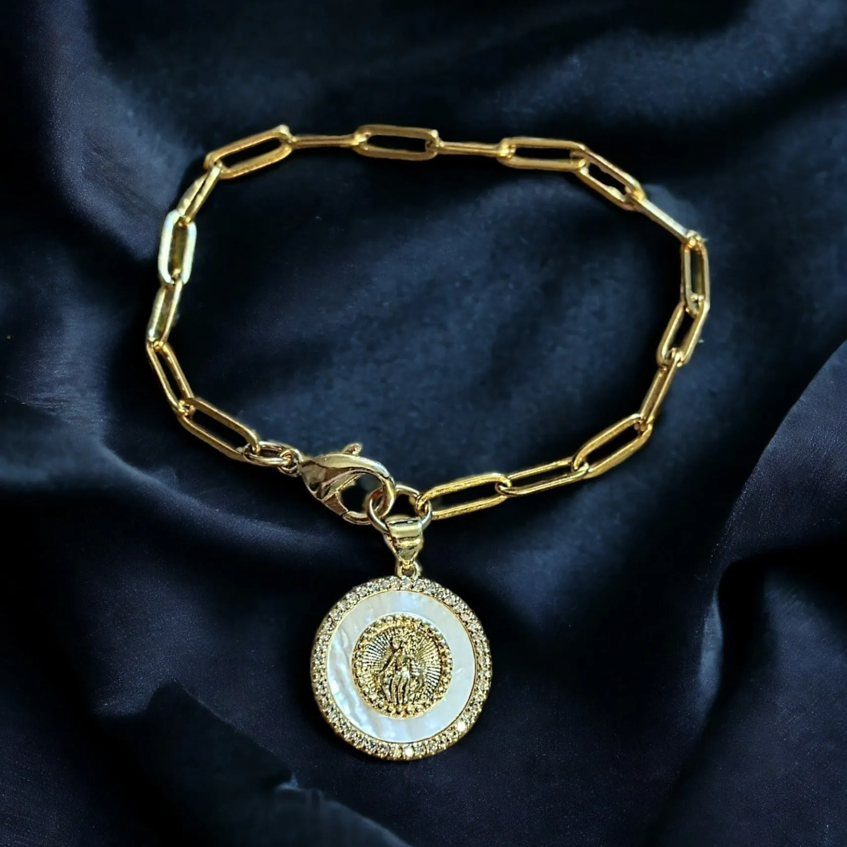 Mother Mary Paperclip Chain Bracelet