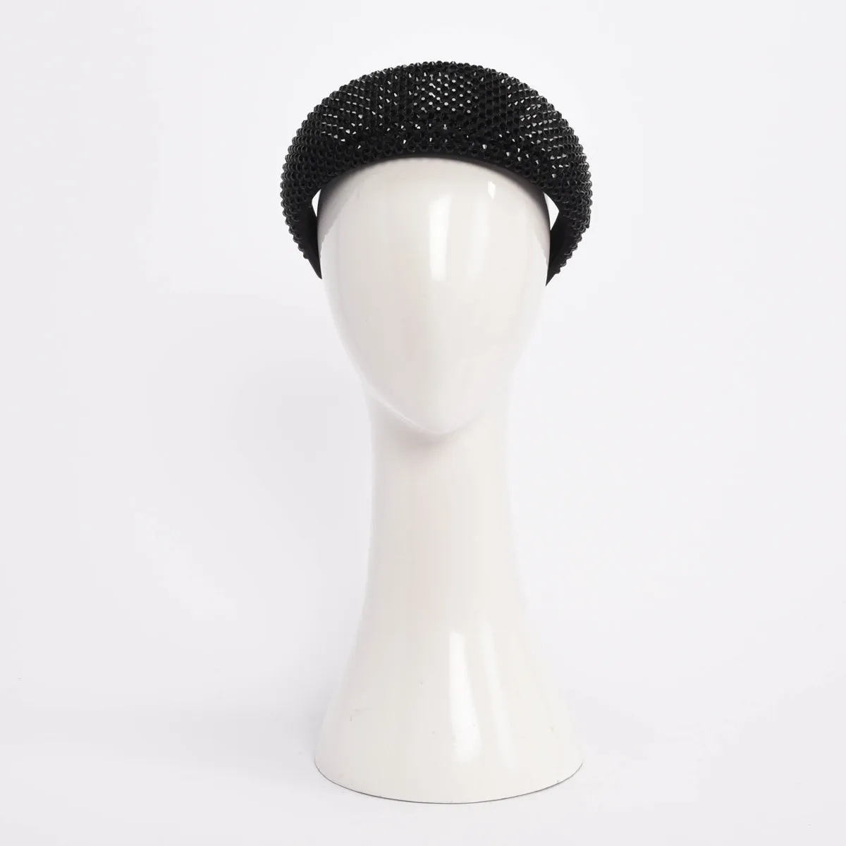 Prada Black Satin Crystal Embellished Headband