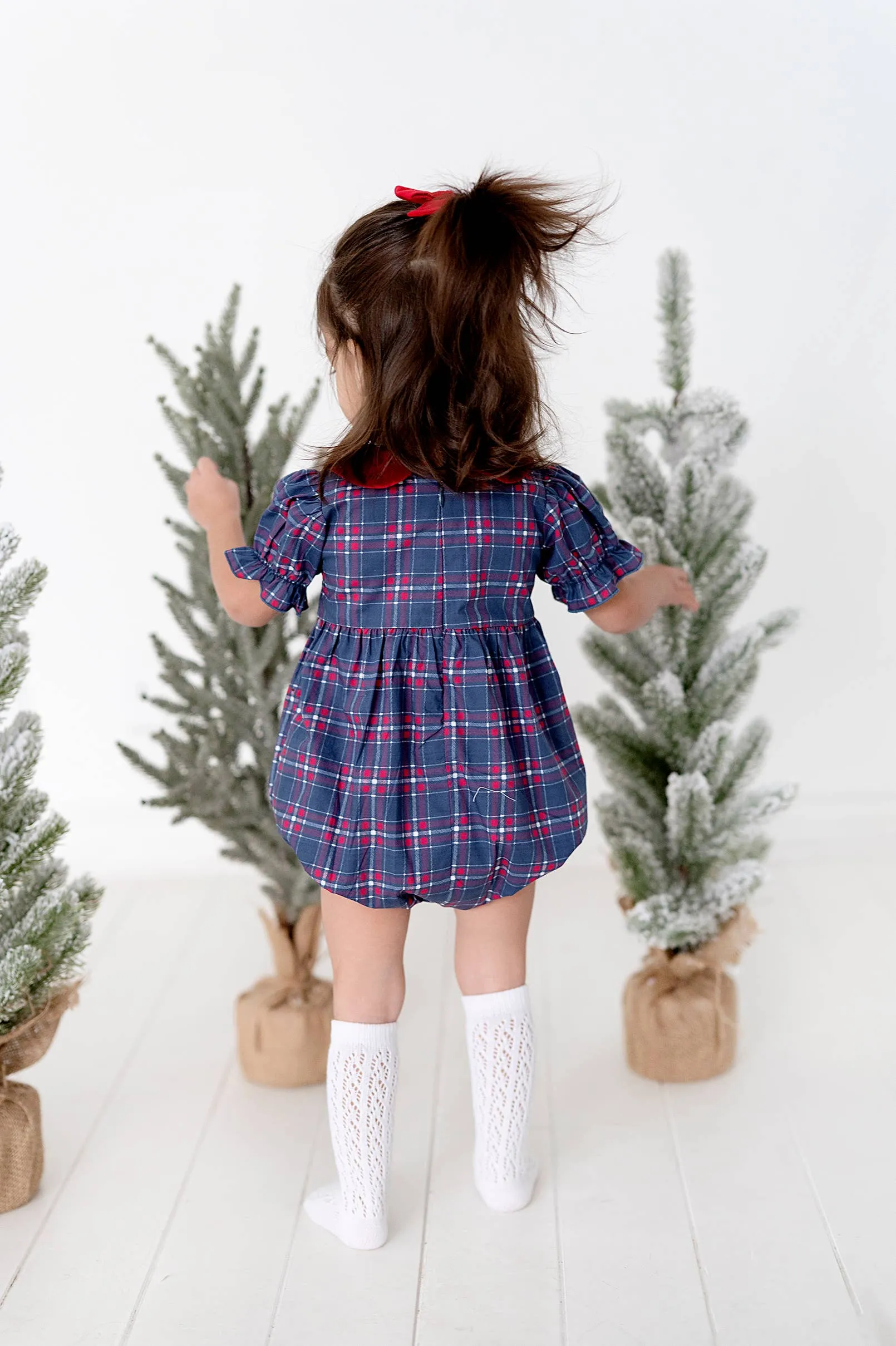 Quinn Collared Bubble in Holiday Plaid | Poplin Cotton