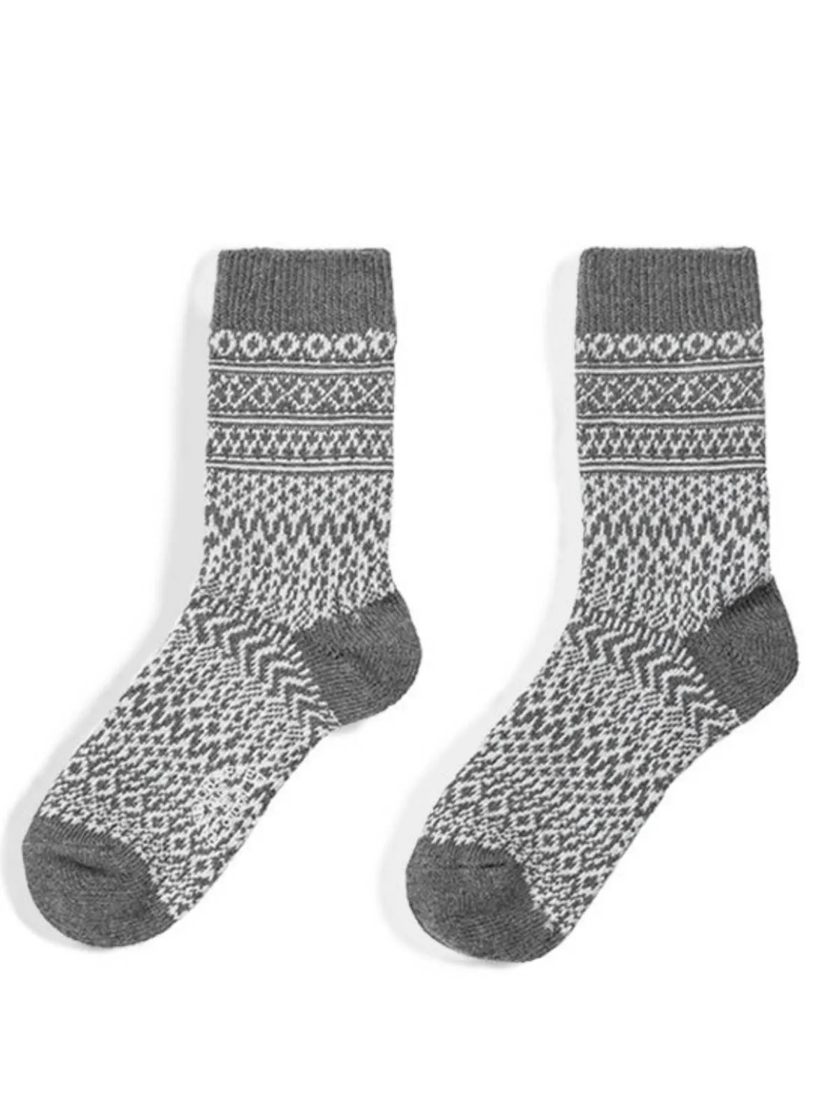 Retro Fair Isle Knit Mid-Calf Socks