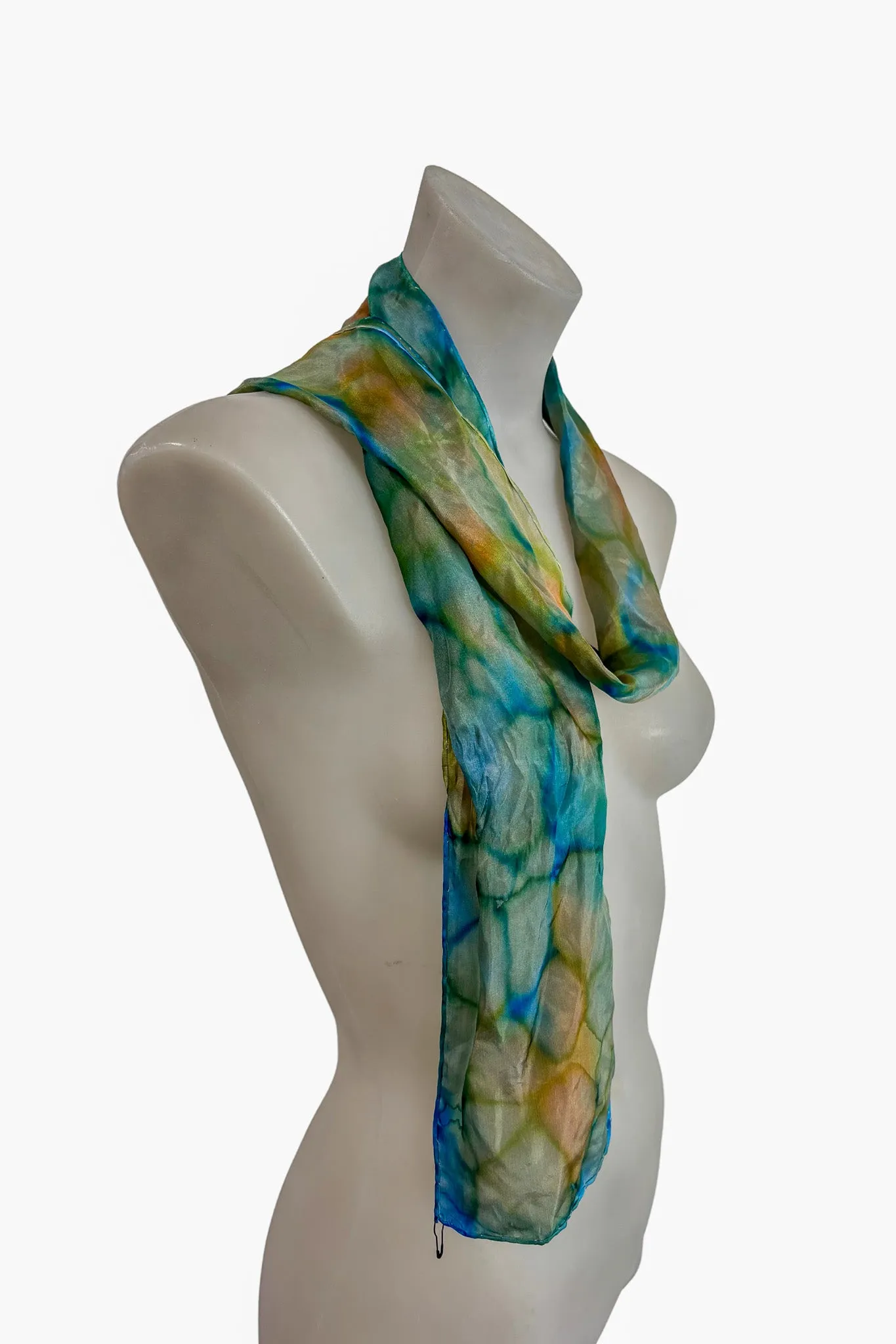Shades of blue water colour scarf