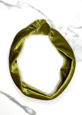 Spanish Moss Green Velvet Top Knot Headband