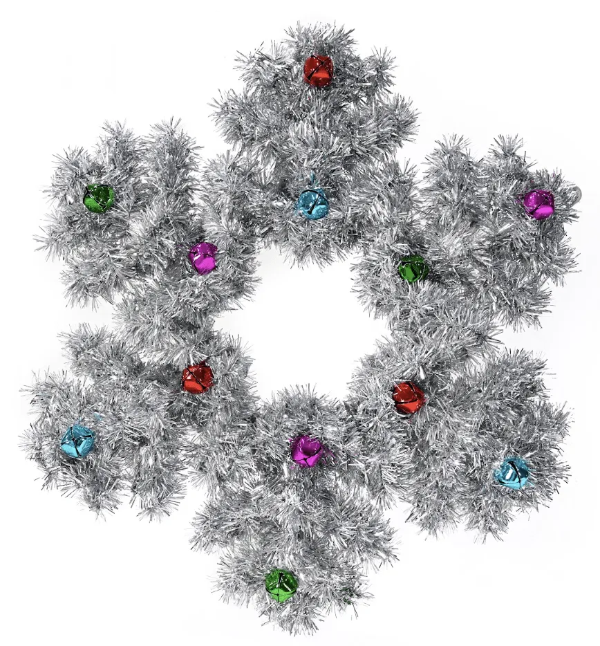 Tinsel Snowflake with Nutbells (48cm)