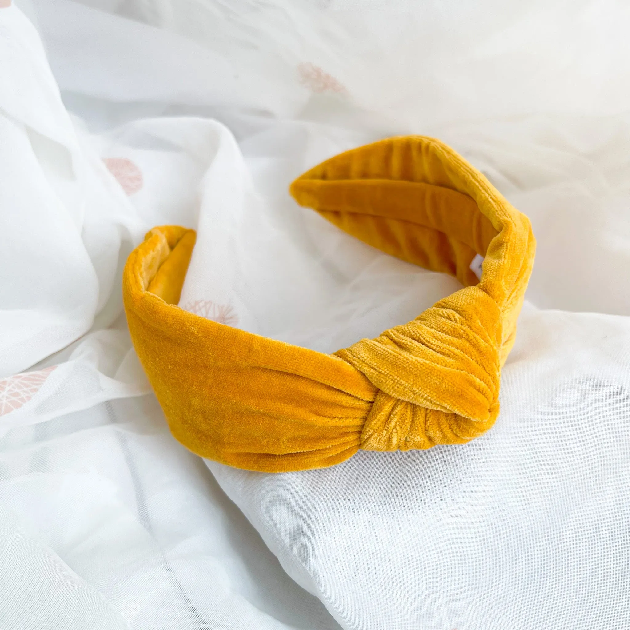 Yellow Velvet Knot Headband